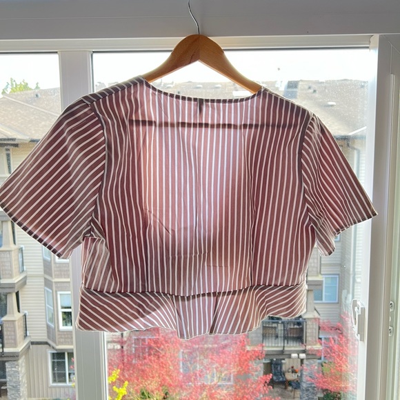 ZAFUL front tie cropped blouse - Picture 2 of 2